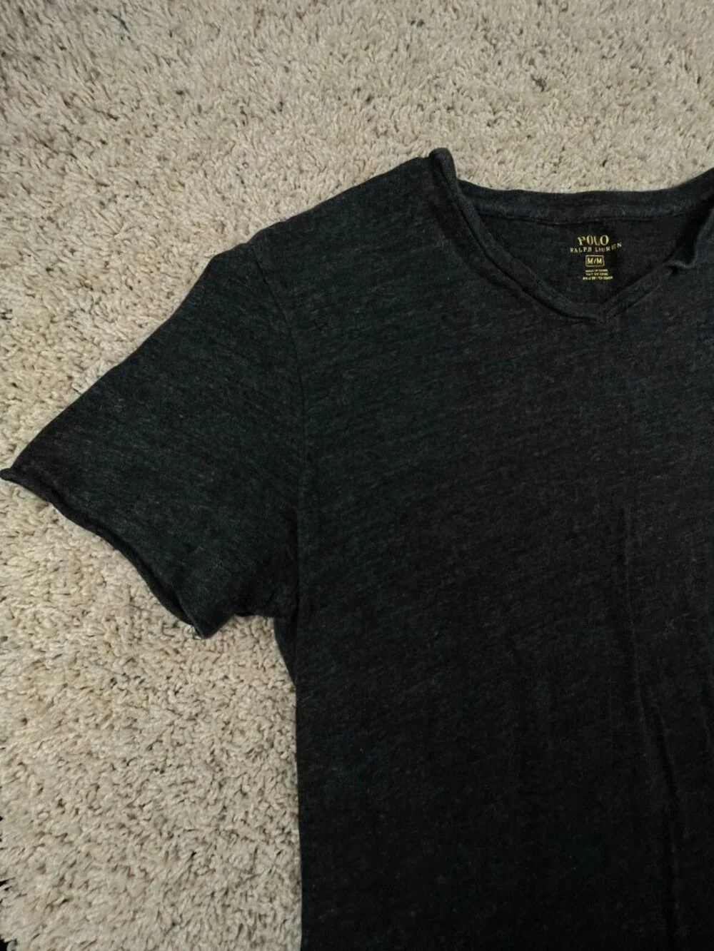 Polo Ralph Lauren Short Sleeve T Shirt Men’s Dark Gray Medium Casual V Neck